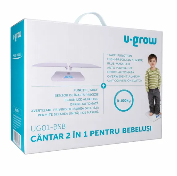 Cântar 2 în 1 pentru bebeluși „U-Grow: funcție Bluetooth” Cântar 2 în 1 pentru bebeluși „U-Grow: funcție Bluetooth”