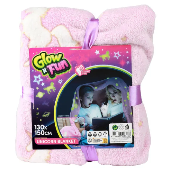 Pătură pentru copii care luminează în întuneric, cu unicorn Pătură pentru copii care luminează în întuneric, cu unicorn