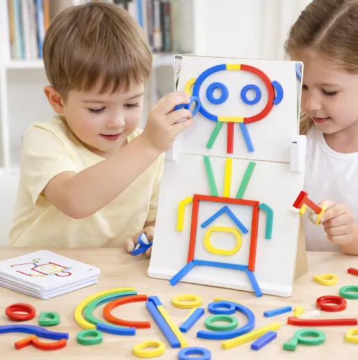 Betisoare si inele din lemn, jucarie educativa de tip puzzle, MMK-290-243 Betisoare si inele din lemn, jucarie educativa de tip puzzle, MMK-290-243