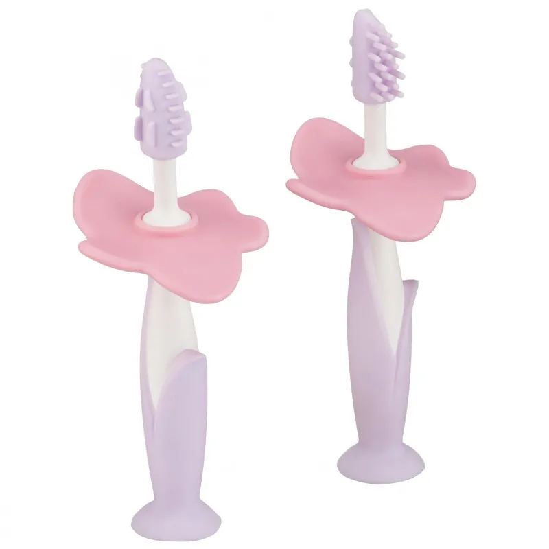 Set periuță de dinți+perie de masaj Roxy-Kids (RTB-003) Mov