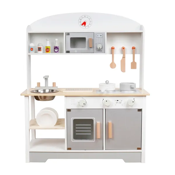 Bucătărie din lemn cu accesorii și funcții 68*25.6 * 81cm, gri