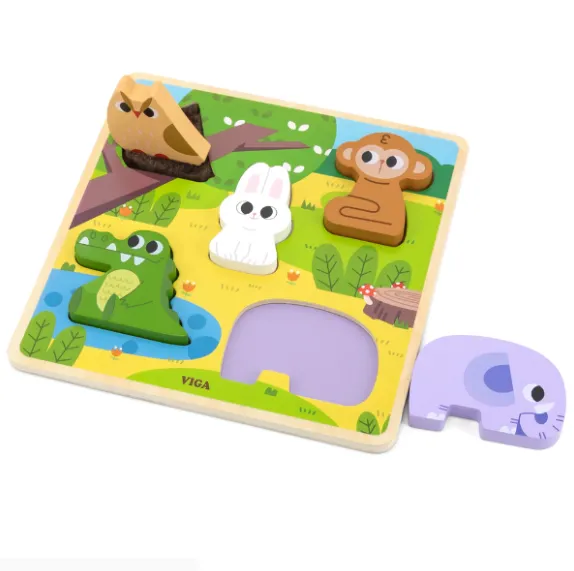 Puzzle tactil – inserție „Animalele din pădure”, 5 elem. Puzzle tactil – inserție „Animalele din pădure”, 5 elem.