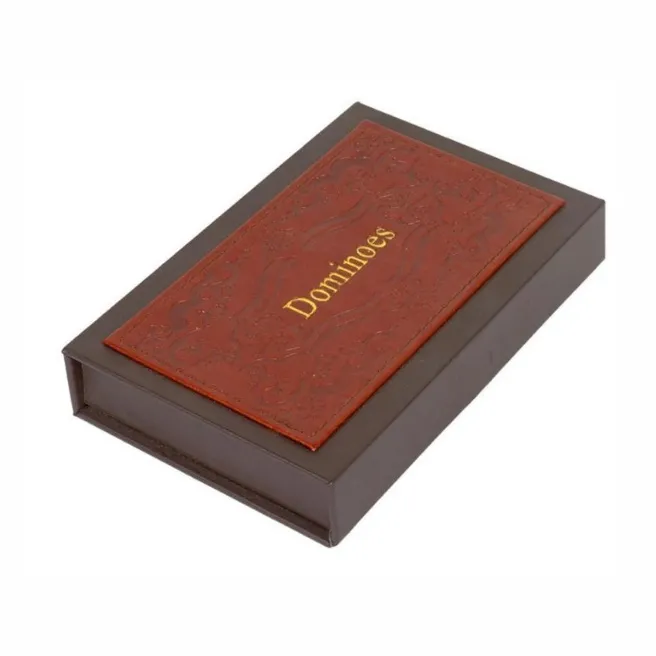 Joc de societate Domino în cutie cu ornament maro, cod 62198