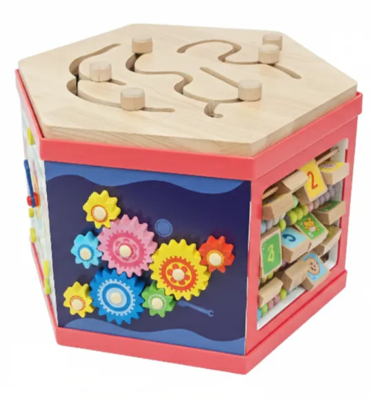 Cub labirint educativ din lemn – Căsuță, cod 1504D Cub labirint educativ din lemn – Căsuță, cod 1504D