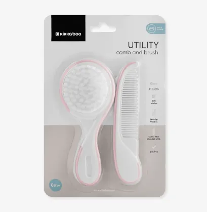 Set perie si pieptene pentru copii Kikkaboo Utility Pink Set perie si pieptene pentru copii Kikkaboo Utility Pink