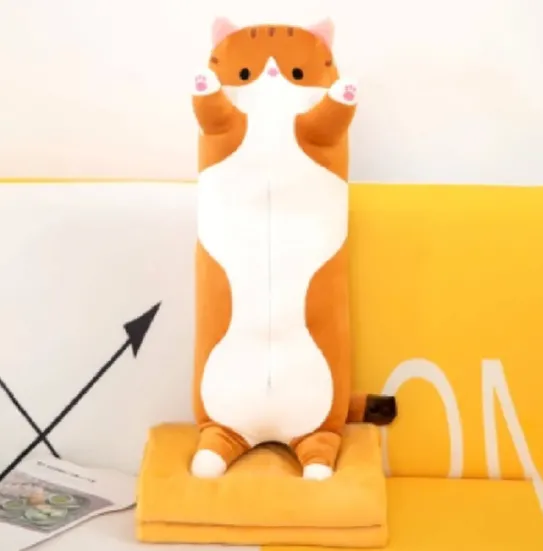 Jucărie din pluș Pisică 70cm ,cu plapumă 1×1,6m, portocaliu (968573)