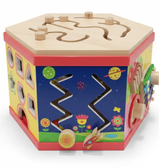 Cub labirint educativ din lemn – Căsuță, cod 1504D Cub labirint educativ din lemn – Căsuță, cod 1504D