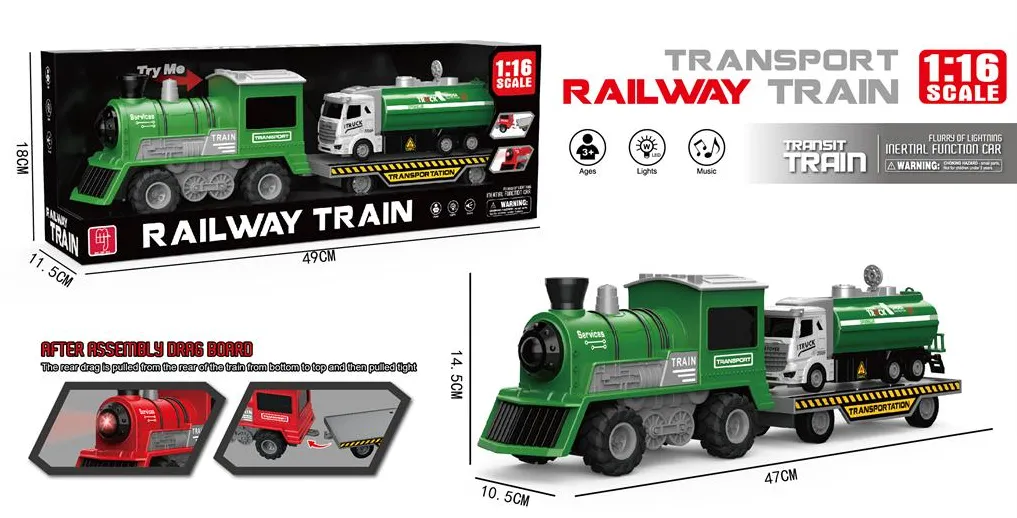 Tren cu inertie 1:16 cu lumina cu remorca cisterna, MJX100B-1