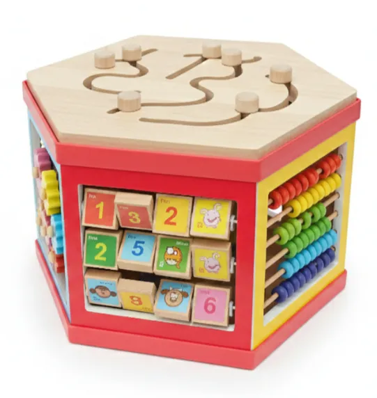 Cub labirint educativ din lemn – Căsuță, cod 1504D Cub labirint educativ din lemn – Căsuță, cod 1504D