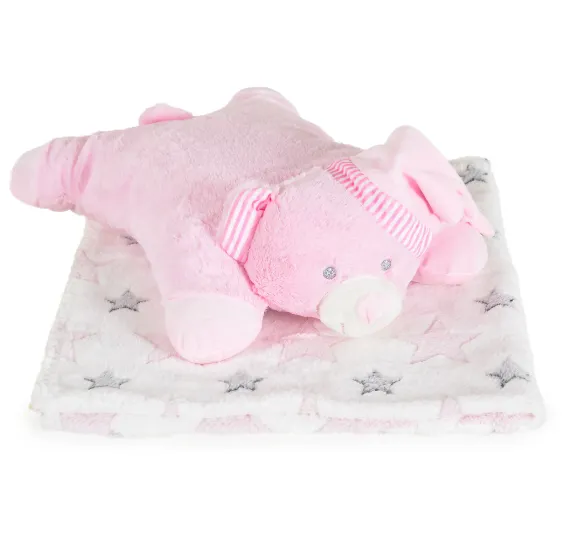 Păturică cu pernă Moni Sleepy Bear Pink, 90x75 cm Păturică cu pernă Moni Sleepy Bear Pink, 90x75 cm
