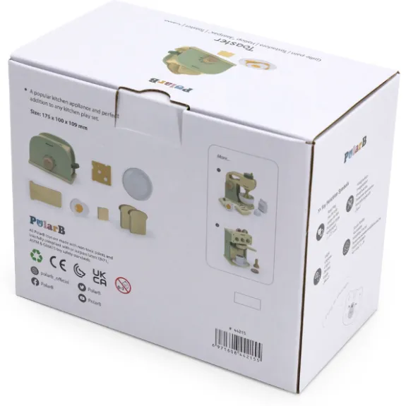 Set de joaca din lemn „Mic dejun cu toaster”, 7 piese Set de joaca din lemn „Mic dejun cu toaster”, 7 piese