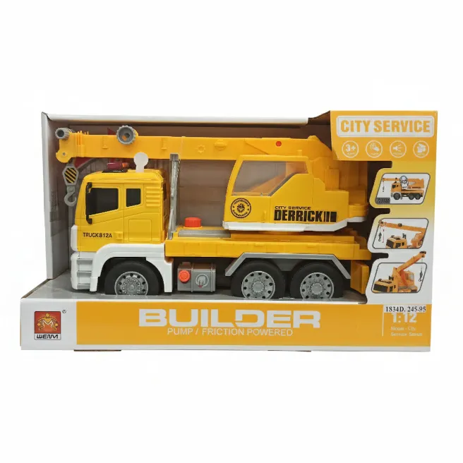 Camion-Macara cu inerție 1:12 (lumină) galben, cod 1834D Camion-Macara cu inerție 1:12 (lumină) galben, cod 1834D