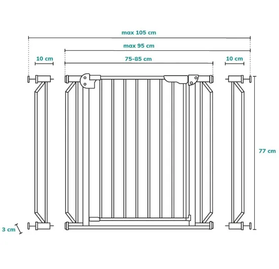Poartă de siguranță Lionelo Truus Slim LED Grey, 75-105 cm Poartă de siguranță Lionelo Truus Slim LED Grey, 75-105 cm