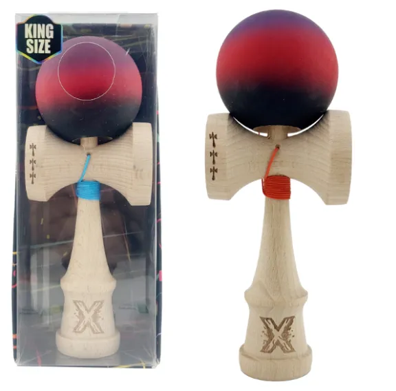 „Kendama X Original”, Profesionala, Flippy, Rulment Metalic, Ața 55 cm, Cupe Mari, 7 х 6 х 18 cm, gradient mov-roșu
