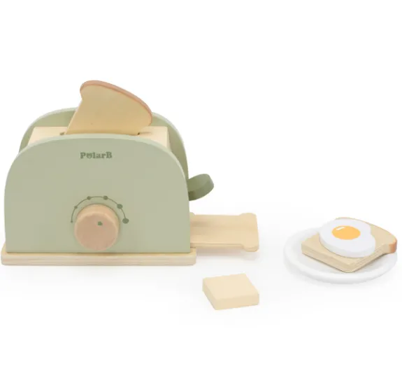 Set de joaca din lemn „Mic dejun cu toaster”, 7 piese Set de joaca din lemn „Mic dejun cu toaster”, 7 piese