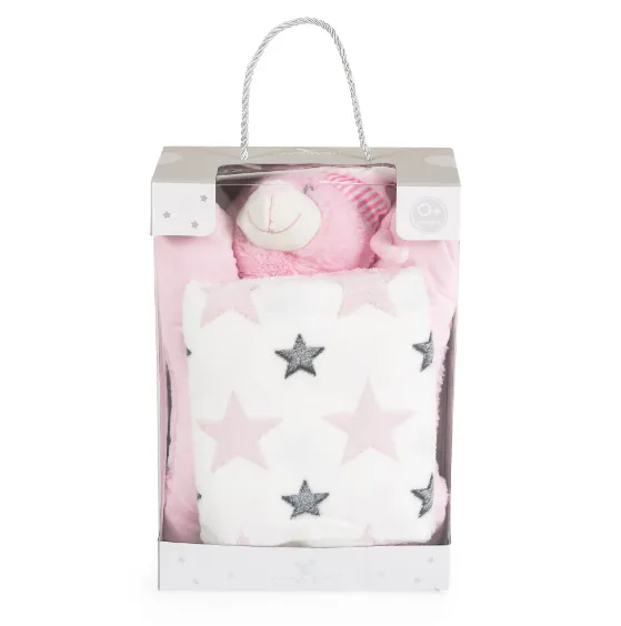 Păturică cu pernă Moni Sleepy Bear Pink, 90x75 cm Păturică cu pernă Moni Sleepy Bear Pink, 90x75 cm