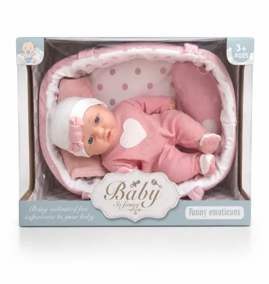 Păpușă-bebeluș 30 cm. din vinil cu fundiță pe pălărie, cod 632034