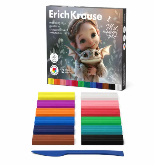 Plastilina ErichKrause Magic Pet 12 culori, 180 g