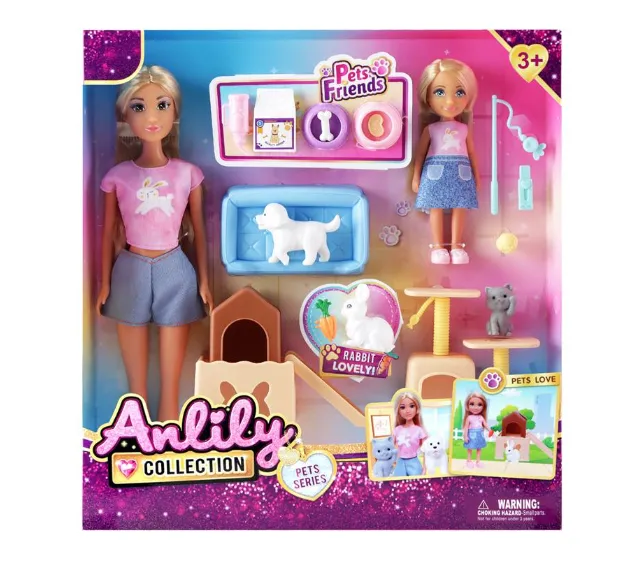 Papusa Anlily, 30 cm, cu un set de animale de companie, 616835
