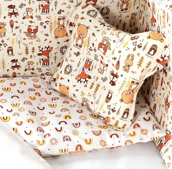 Lenjerie de pătuț PM Baby Forest Beige (8 piese), 120x60 cm Lenjerie de pătuț PM Baby Forest Beige (8 piese), 120x60 cm