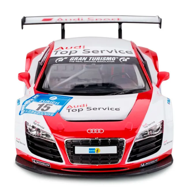 RS Masina cu telecomanda RASTAR 1:14 Audi R8 LMS Performance (cu volan, baterii), alba/rosie, cod 51232 RS Masina cu telecomanda RASTAR 1:14 Audi R8 LMS Performance (cu volan, baterii), alba/rosie, cod 51232