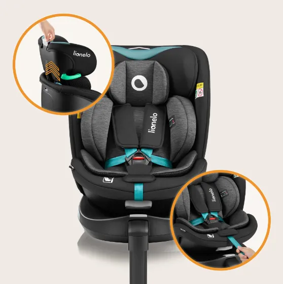 Scaun auto 40-150 cm (i-Size) Isofix Lionelo Navy Black Turquoise, rotativ 360 Scaun auto 40-150 cm (i-Size) Isofix Lionelo Navy Black Turquoise, rotativ 360