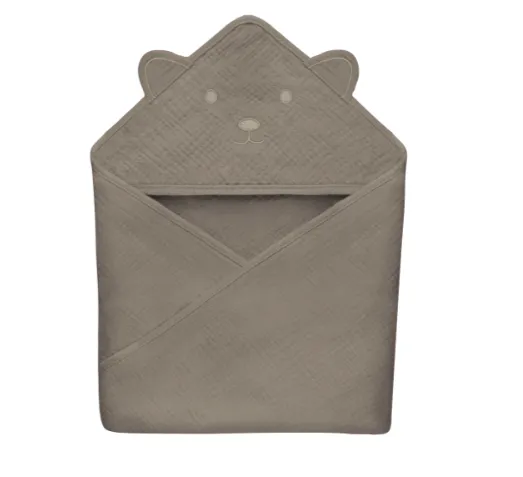 Prosop de baie Lionelo Muslin Hooded Towel Beige Capuccino, 80x80 cm