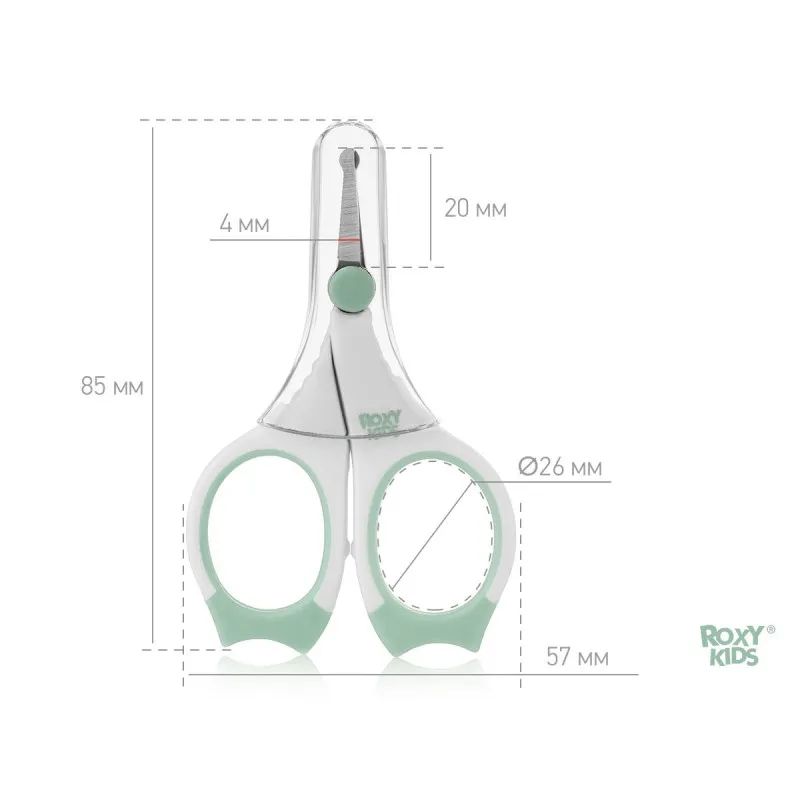 Foarfece de manichiura pentru nou-nascuti Roxy Kids, cu manere cauciucate, Mint (RPS-002-M) Foarfece de manichiura pentru nou-nascuti Roxy Kids, cu manere cauciucate, Mint (RPS-002-M)