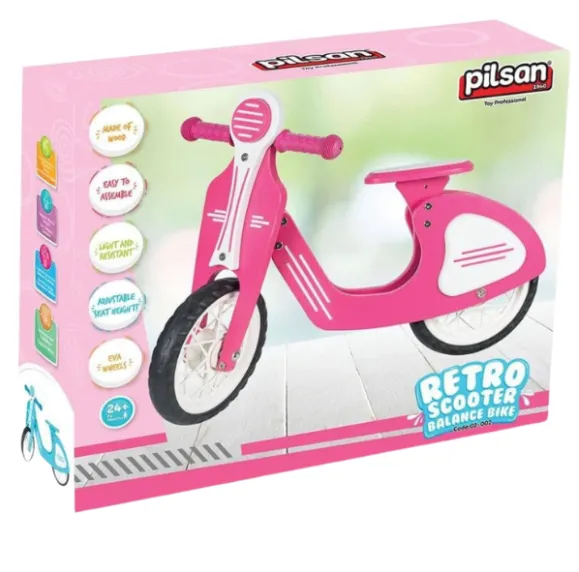 Retro-bicicletă fără pedale, cu roți EVA, albastră/roz Retro-bicicletă fără pedale, cu roți EVA, albastră/roz