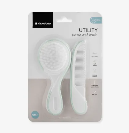 Set perie si pieptene pentru copii Kikkaboo Utility Mint Set perie si pieptene pentru copii Kikkaboo Utility Mint