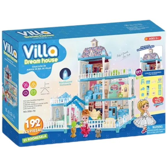 Căsuță pentru păpuși „Vila Visurilor” + accesorii, cu iluminare de noapte, 192 el. Căsuță pentru păpuși „Vila Visurilor” + accesorii, cu iluminare de noapte, 192 el.
