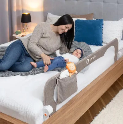 Barieră de protecție pentru pat Lionelo Eva Beige Melange, 150 cm Barieră de protecție pentru pat Lionelo Eva Beige Melange, 150 cm