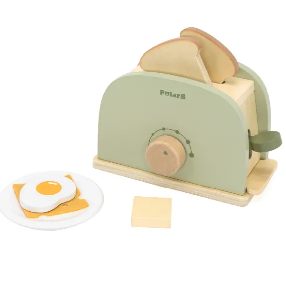 Set de joaca din lemn „Mic dejun cu toaster”, 7 piese Set de joaca din lemn „Mic dejun cu toaster”, 7 piese