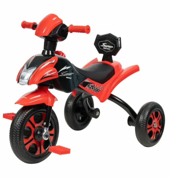 Bicicletă-triciclu pentru copii cu 3 roți, roșie, cod 2110D