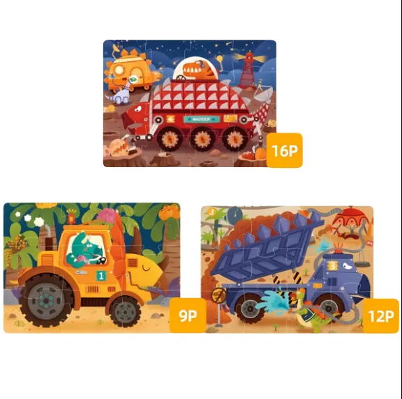 Puzzle Level Up „Dinozauri – echipamente de construcție”, nivelul 2 Puzzle Level Up „Dinozauri – echipamente de construcție”, nivelul 2